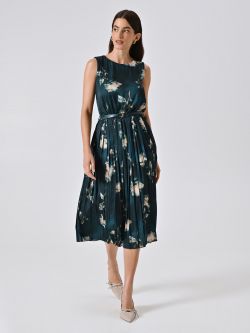 Robe plissée verte imprimé fleuri in_i7