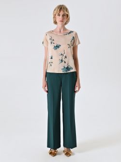 Blusa stampa Floreale Verde su Base Beige det_1