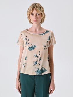 Blusa stampa Floreale Verde su Base Beige det_2