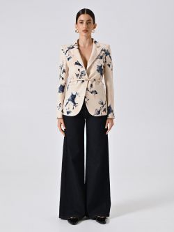 Jacke mit Blumenmuster und schmalem Gürtel det_1