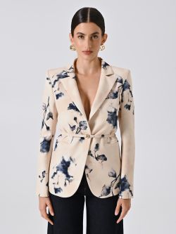 Chaqueta con estampado floral y cinturón fino det_2
