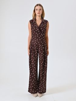 Pantaloni Marroni con Pois Bianchi det_1