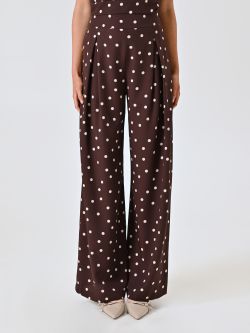 Pantaloni Marroni con Pois Bianchi det_2
