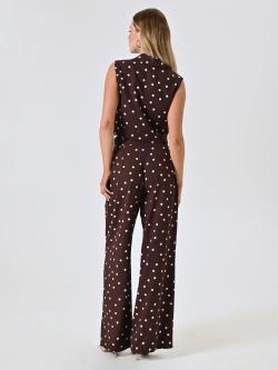 Pantaloni Marroni con Pois Bianchi det_3