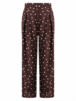 Pantaloni Marroni con Pois Bianchi det_4