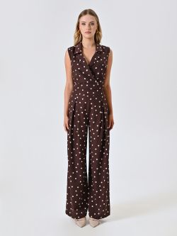 Brown Top with White Polka Dots det_1