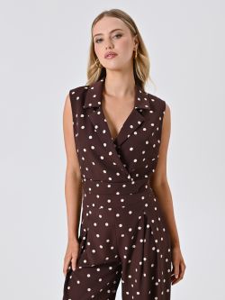 Brown Top with White Polka Dots in_i7