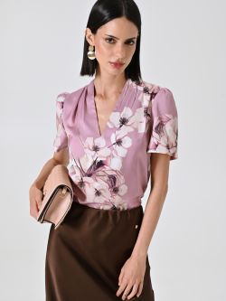 Blouse imprimé fleuri rose mauve sp_e1