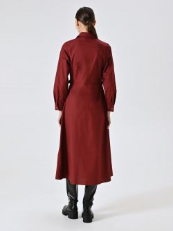 Burgundy Shirt Dress with Buckles det_3