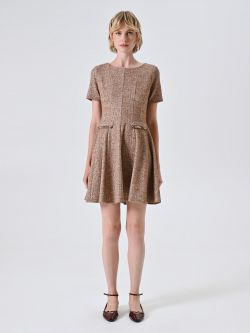 Robe en tweed camel det_1
