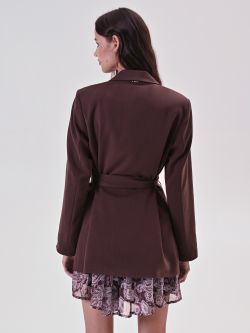 Giacca con Cintura Marrone Cioccolato det_3