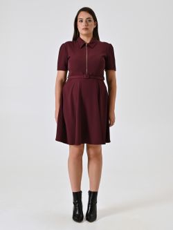 Abito Curvy con Zip e Colletto Bordeaux det_1