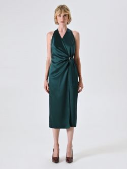 Vestido midi en satén verde det_1