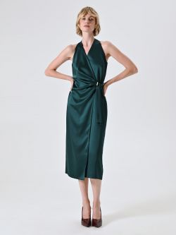 Vestido midi en satén verde in_i7