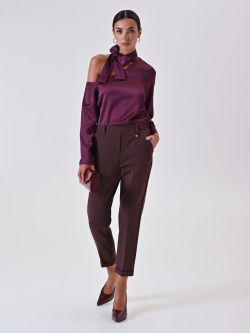 Pantalon marron en viscose mélangée sp_e1