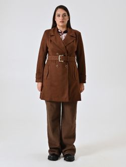 Curvy Suede-effect Trench Coat det_1