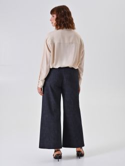Curvy Slub Denim-Effect Milano Stitch Trousers det_3