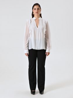 Curvy White Blouse with Ruffles det_1