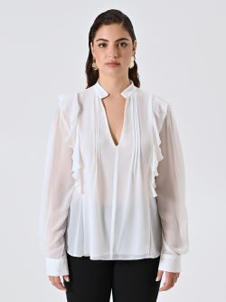 Curvy White Blouse with Ruffles det_2