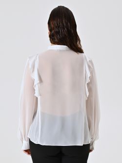 Curvy White Blouse with Ruffles det_3