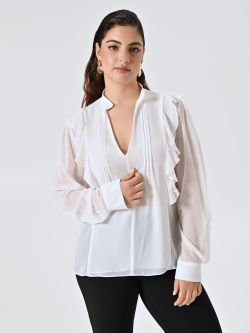 Curvy White Blouse with Ruffles in_i7