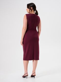  Burgunderrotes Curvy Midi-Etuikleid  det_3