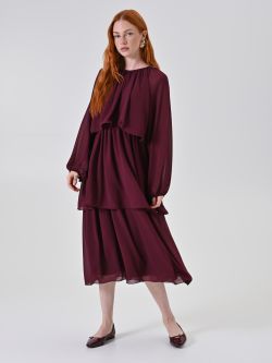 Bordeaux Ruffled Dress in_i7