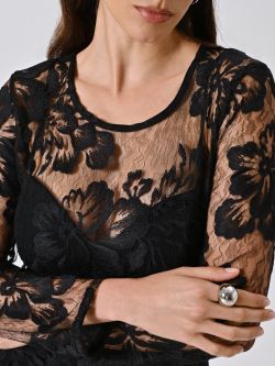 Etuikleid aus schwarzer Spitze mit Bustier-Profilen in_i5