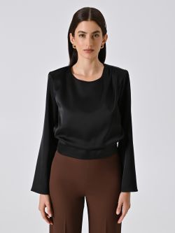 Blusa Nera con Spalline in Raso 2 Rinascimento Blusa Nera con Spalline in Raso det_2
