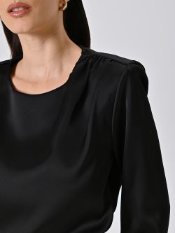 Blusa Nera con Spalline in Raso in_i5