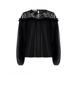 Czarna bluzka z koronkowym karczkiem det_4