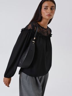 Czarna bluzka z koronkowym karczkiem sp_e1