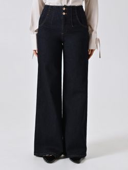 Jeans mit dunkler Waschung und weitem Bein det_2
