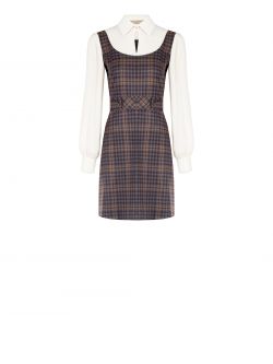 Burgundy Check Blouse Dress 5 Rinascimento Burgundy Check Blouse Dress det_4