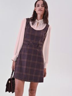 Burgundy Check Blouse Dress sp_e1