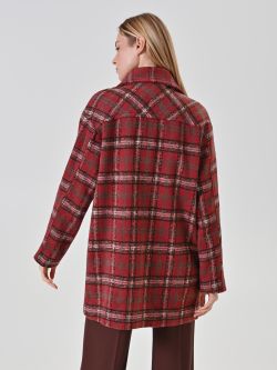 Burgundy Check Double-Breasted Coat det_3