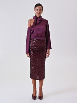 Burgundy Sequin Skirt det_1