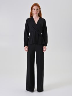 Black V-Neck Blouse det_1
