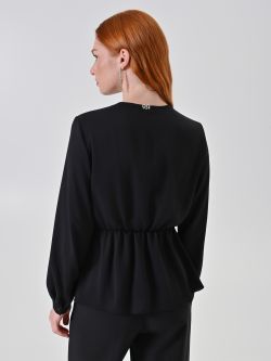Black V-Neck Blouse det_3