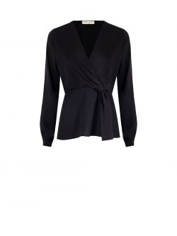 Black V-Neck Blouse det_4