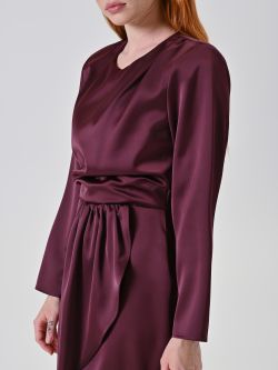 Burgundy Satin Dress in_i5