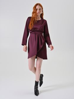 Burgundy Satin Dress in_i7