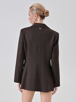 Chocolate Twill Double-Breasted Jacket det_3