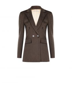 Chocolate Twill Double-Breasted Jacket det_4