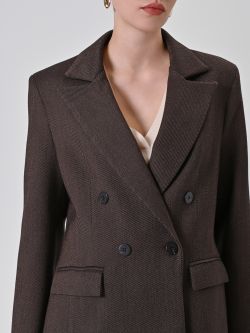 Chocolate Twill Double-Breasted Jacket in_i5