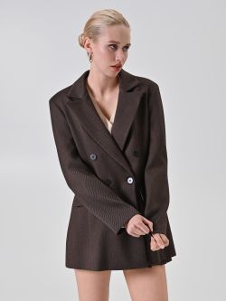 Chocolate Twill Double-Breasted Jacket in_i7