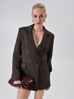 Chocolate Twill Double-Breasted Jacket sp_e1