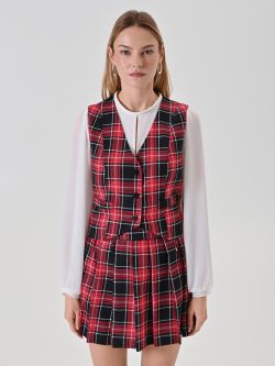 Gilet Rosso in Check Lurex det_2