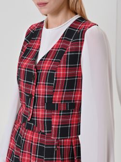 Gilet Rosso in Check Lurex in_i5