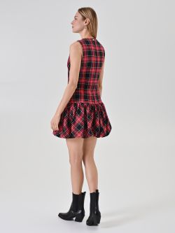 Abito corto rosso check lurex det_3